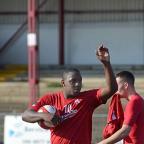 Hitman: Nathaniel Pinney celebrates a hat-trick in the red of the Robins SP75263