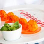 Chuto Chingri - tiger prawns marinated with beetroot, spices, honey and lime at Le Raj