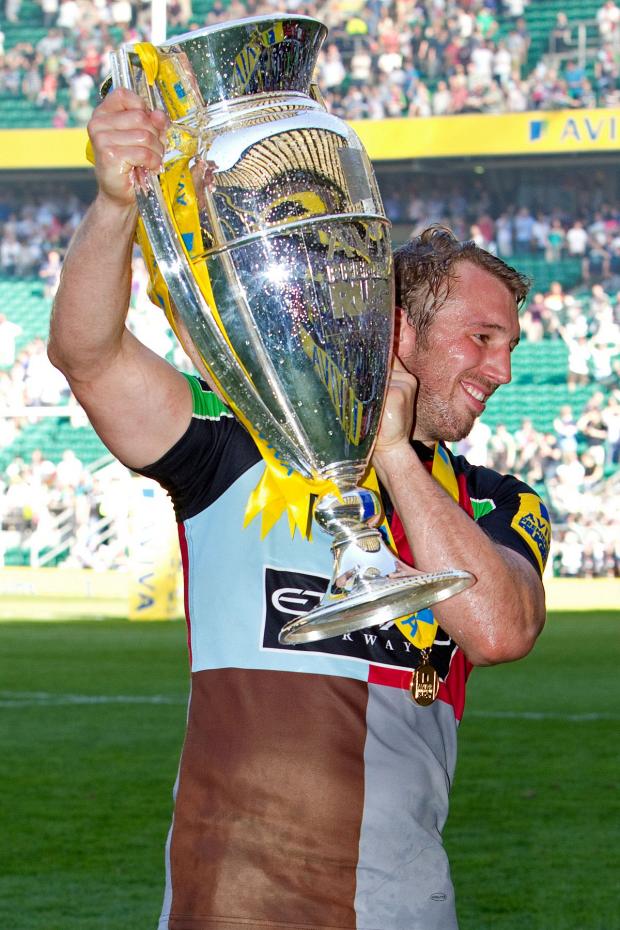 Streatham Guardian: Happy times: Chris Robshaw with the Aviva Premiership silverware after the Harlequins glorious triumph in 2012 Streatham Guardian: Happy times: Chris Robshaw with the Aviva Premiership silverware after the Harlequins glorious triumph in 2012