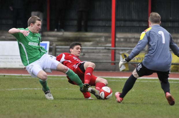 Streatham Guardian: Goal man: Tom Bradbrook, left, has been among the goals for the Tanners SP73065 Streatham Guardian: Goal man: Tom Bradbrook, left, has been among the goals for the Tanners SP73065