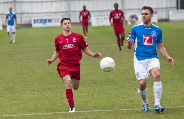 Streatham Guardian: Four-midable: Tommy Bradford's fourth goal in four games could not prevent a 3-1 defeat at home to Bury Town Streatham Guardian: Four-midable: Tommy Bradford's fourth goal in four games could not prevent a 3-1 defeat at home to Bury Town
