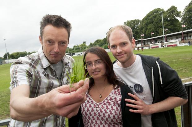 Niall McCrae, Hayley Ballard and John Marchant are among the Carshalton Athletic supporters who oppose plans for a synthetic pitch