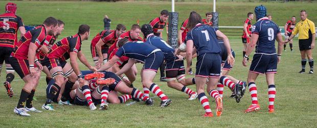 Tough day: Cinderford camped out on the Rosslyn Park line