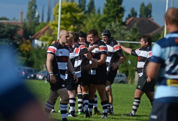 Good start: Sutton & Epsom celebrate a winning start to the London One South season SP79012