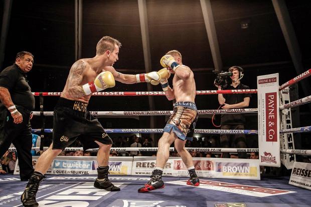 Streatham Guardian: Not this time: Brad Halford, left, missed out on the Queensbury English light welterweight title on points Streatham Guardian: Not this time: Brad Halford, left, missed out on the Queensbury English light welterweight title on points