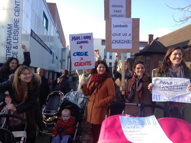 Streatham Guardian: The group of mothers protested outside the new Tesco Streatham Hub development Streatham Guardian: The group of mothers protested outside the new Tesco Streatham Hub development