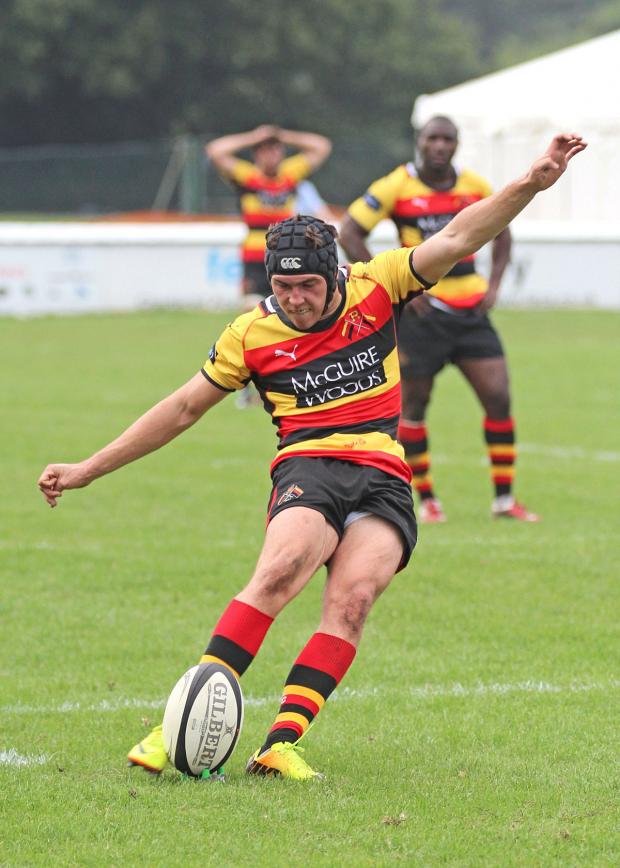 Streatham Guardian: Lone scorer: Richmond's Harlequins loan star Louis Grimoldby Streatham Guardian: Lone scorer: Richmond's Harlequins loan star Louis Grimoldby