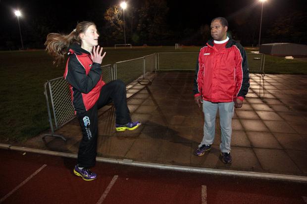 Streatham Guardian: Winner: Saskia Millard, with her coach James McDonald, won the U15s race at the third of four Ladies Surrey League meetings Streatham Guardian: Winner: Saskia Millard, with her coach James McDonald, won the U15s race at the third of four Ladies Surrey League meetings
