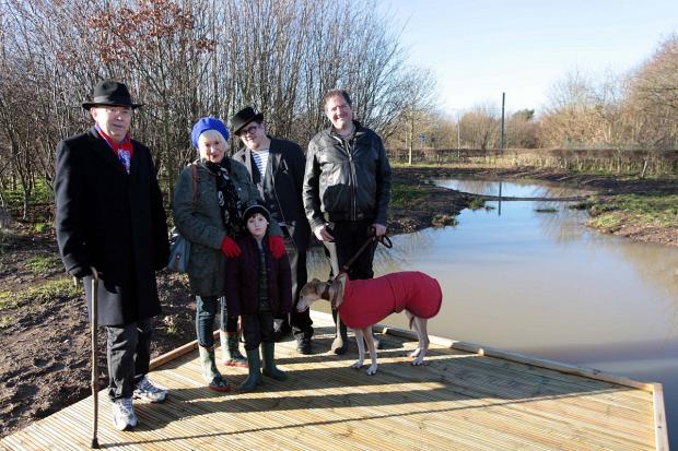 Streatham Guardian: Jason Cooper, Ian Bone, Paul Dovey, Jane and Finlay Nicholl (5) by the new pond next to visitor's centre Streatham Guardian: Jason Cooper, Ian Bone, Paul Dovey, Jane and Finlay Nicholl (5) by the new pond next to visitor's centre