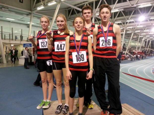 Streatham Guardian: The heroes of Herne Hill Harriers: Eloise O'Shaughnessy, Skye O'Shaughnessy, Zoe Tompkins, Ed Olsen, Billy Black at the South of England Athletic Association Indoor Championships Streatham Guardian: The heroes of Herne Hill Harriers: Eloise O'Shaughnessy, Skye O'Shaughnessy, Zoe Tompkins, Ed Olsen, Billy Black at the South of England Athletic Association Indoor Championships