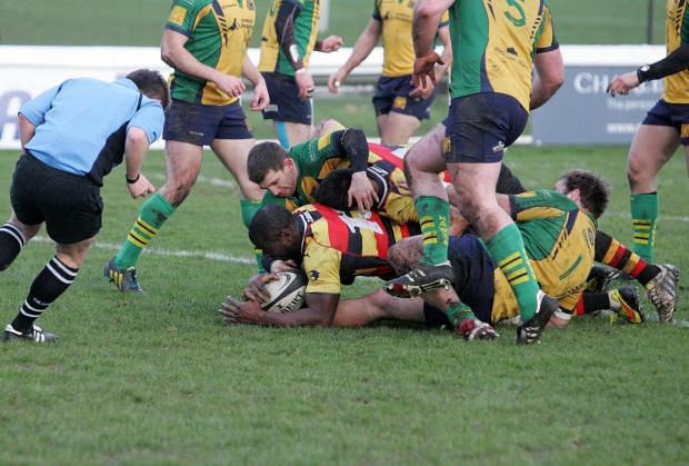Streatham Guardian: Try time: Centre Martin Freeman stretches to score Richmond's first try on Saturday Streatham Guardian: Try time: Centre Martin Freeman stretches to score Richmond's first try on Saturday