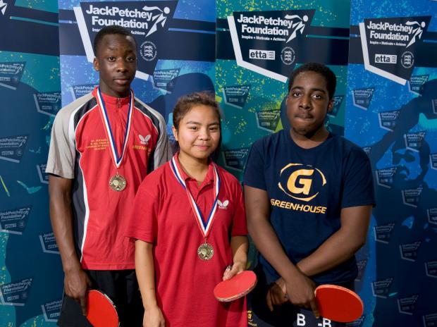 Streatham Guardian: Table tennis medalists: Raphael Lawanson, Jessica Monis and Benjamin Smith-Bortley Streatham Guardian: Table tennis medalists: Raphael Lawanson, Jessica Monis and Benjamin Smith-Bortley