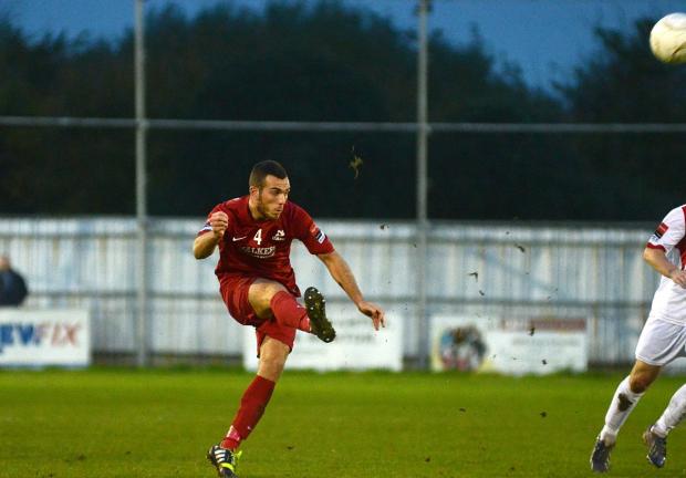 Streatham Guardian: Seeing red: Matt Males was sent off in the dying moments of a 3-2 defeat at Canvey Island Streatham Guardian: Seeing red: Matt Males was sent off in the dying moments of a 3-2 defeat at Canvey Island