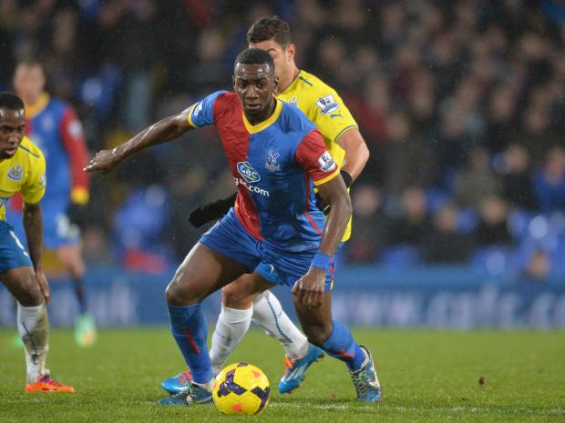 Streatham Guardian: Yannick Bolasie hit the bar for the Eagles. Picture by Keith Gillard. Streatham Guardian: Yannick Bolasie hit the bar for the Eagles. Picture by Keith Gillard.