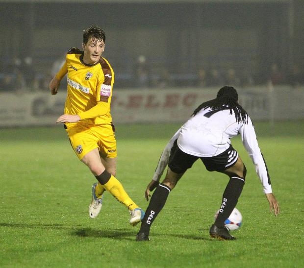 Streatham Guardian: Out side: Michael Spillane keeps Sutton United moving in the 1-1 draw at Dover Athletic Picture: Paul Loughlin Streatham Guardian: Out side: Michael Spillane keeps Sutton United moving in the 1-1 draw at Dover Athletic Picture: Paul Loughlin