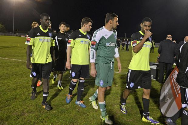 Streatham Guardian: Second prize: Met Police line up for their runners-up medals after their London Senior Cup final defeat on Tuesday night ended a disappointing season on a sour note SP84890 Streatham Guardian: Second prize: Met Police line up for their runners-up medals after their London Senior Cup final defeat on Tuesday night ended a disappointing season on a sour note SP84890