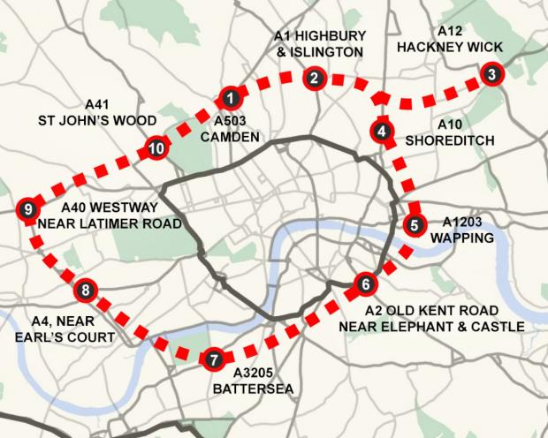 Streatham Guardian: The red dotted line shows the proposed road and the black line indicates the existing inner ring road Streatham Guardian: The red dotted line shows the proposed road and the black line indicates the existing inner ring road