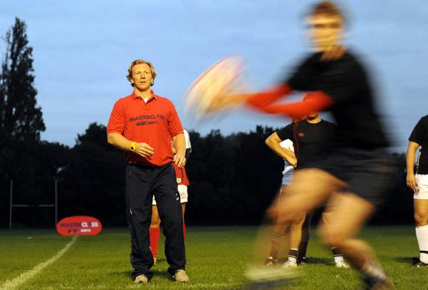 Streatham Guardian: Scottish bound: Former England scrum half Peter Richards takes a coaching session at Weybridge Vandals Streatham Guardian: Scottish bound: Former England scrum half Peter Richards takes a coaching session at Weybridge Vandals