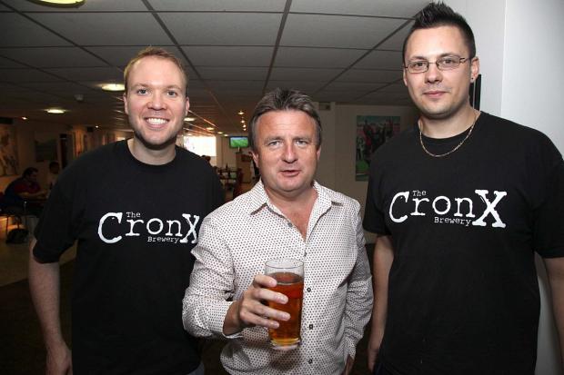Streatham Guardian: Cheers: Steve Browett flanked by the Cronx brewers, Simon Dale and Mark Russell Streatham Guardian: Cheers: Steve Browett flanked by the Cronx brewers, Simon Dale and Mark Russell