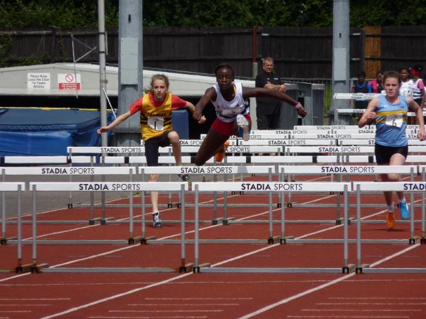 Streatham Guardian: Triple winner: Croydon Harriers' Marcia Sey in action at the UK Youth Development League meeting Streatham Guardian: Triple winner: Croydon Harriers' Marcia Sey in action at the UK Youth Development League meeting