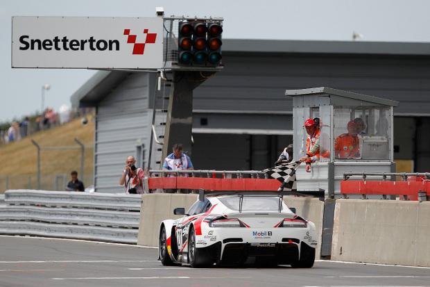 Streatham Guardian: Chequered flag: Strata 21's Paul White gets his Aston Martin Vantage GT3 over the line in third last week Streatham Guardian: Chequered flag: Strata 21's Paul White gets his Aston Martin Vantage GT3 over the line in third last week